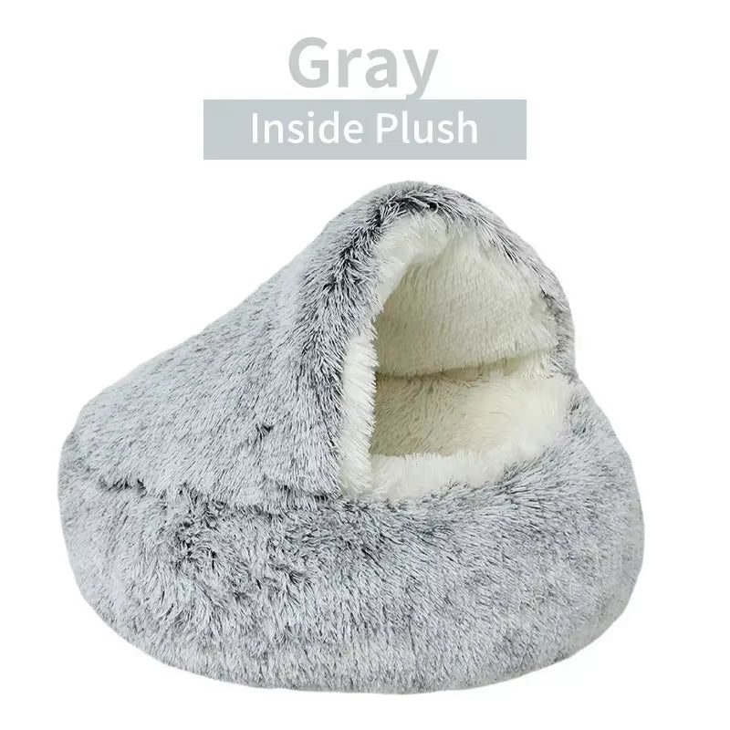 Cozy 2-in-1 Winter Plush Pet Bed - Perfect Round Cat Cushion and Mattress for Small Dogs and Kittens