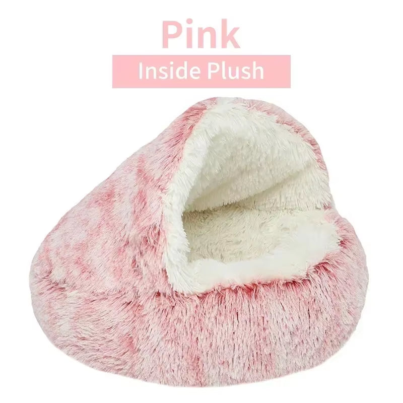 Cozy 2-in-1 Winter Plush Pet Bed - Perfect Round Cat Cushion and Mattress for Small Dogs and Kittens