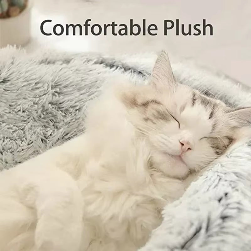 Cozy 2-in-1 Winter Plush Pet Bed - Perfect Round Cat Cushion and Mattress for Small Dogs and Kittens