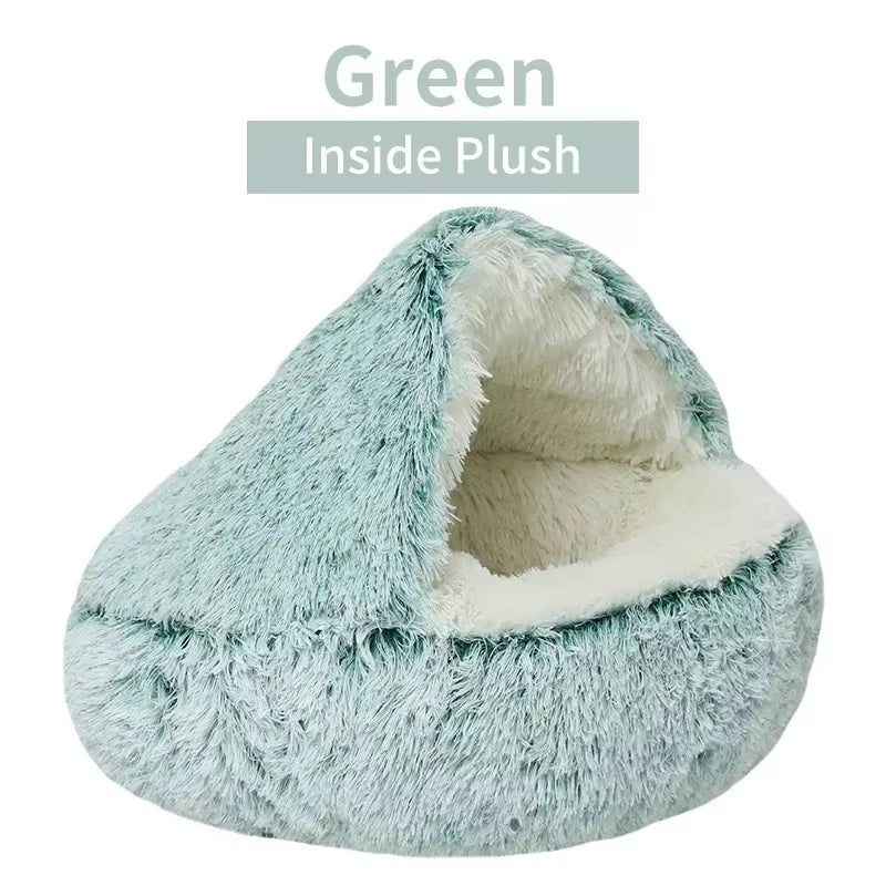 Cozy 2-in-1 Winter Plush Pet Bed - Perfect Round Cat Cushion and Mattress for Small Dogs and Kittens