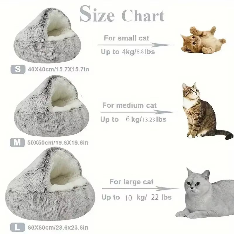 Cozy 2-in-1 Winter Plush Pet Bed - Perfect Round Cat Cushion and Mattress for Small Dogs and Kittens
