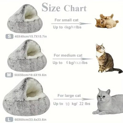 Cozy 2-in-1 Winter Plush Pet Bed - Perfect Round Cat Cushion and Mattress for Small Dogs and Kittens