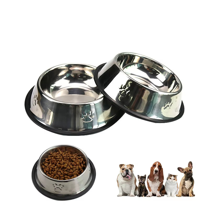 Elevate Mealtime with Our Skidproof Paw Stainless Steel Dog and Cat Bowl – Available in 6 Sizes!
