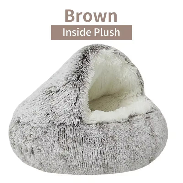 Cozy 2-in-1 Winter Plush Pet Bed - Perfect Round Cat Cushion and Mattress for Small Dogs and Kittens