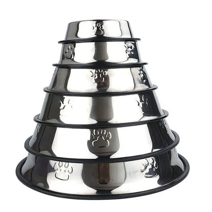 Elevate Mealtime with Our Skidproof Paw Stainless Steel Dog and Cat Bowl – Available in 6 Sizes!